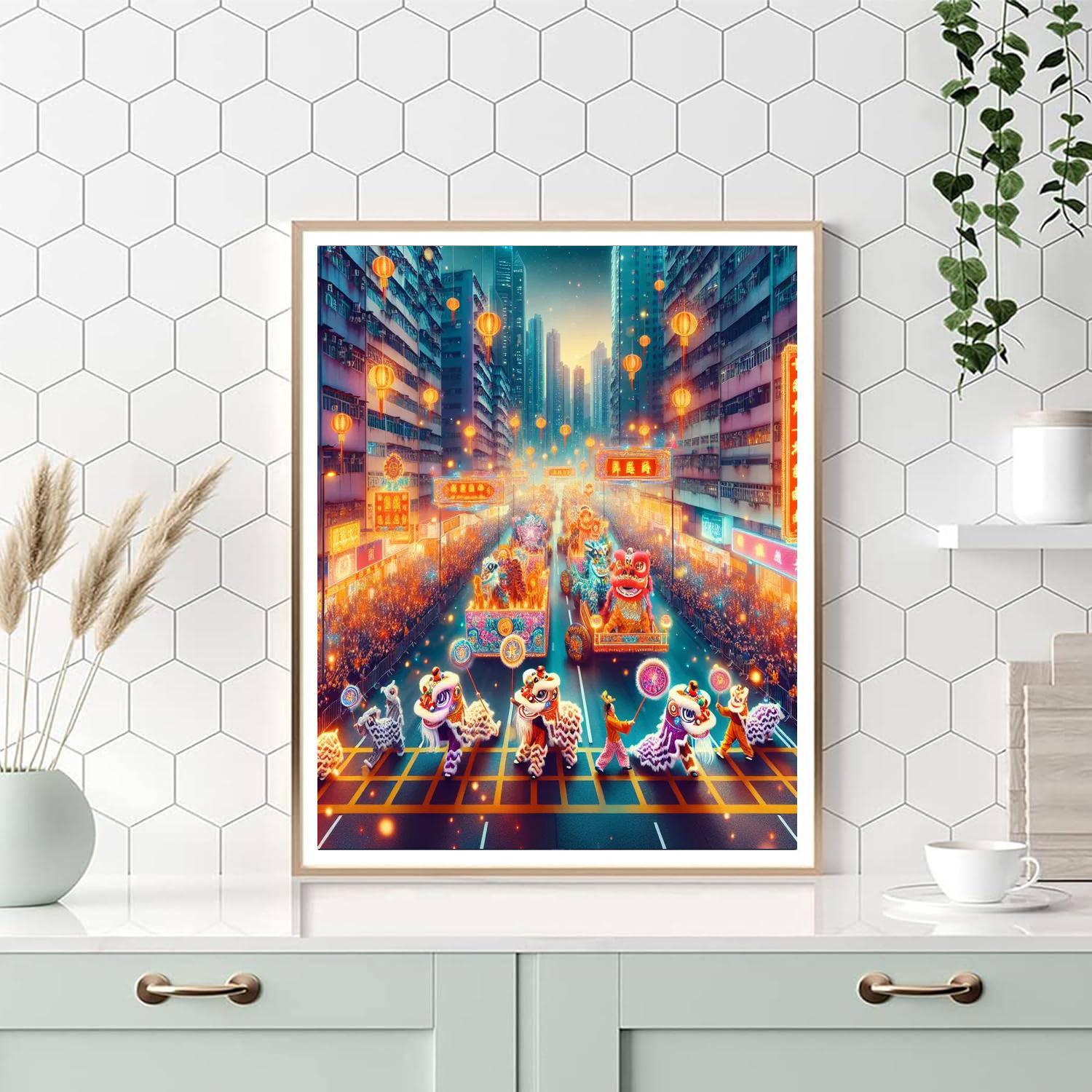 Lunar New Year Parade - Hong Kong, China Painting Number Kit