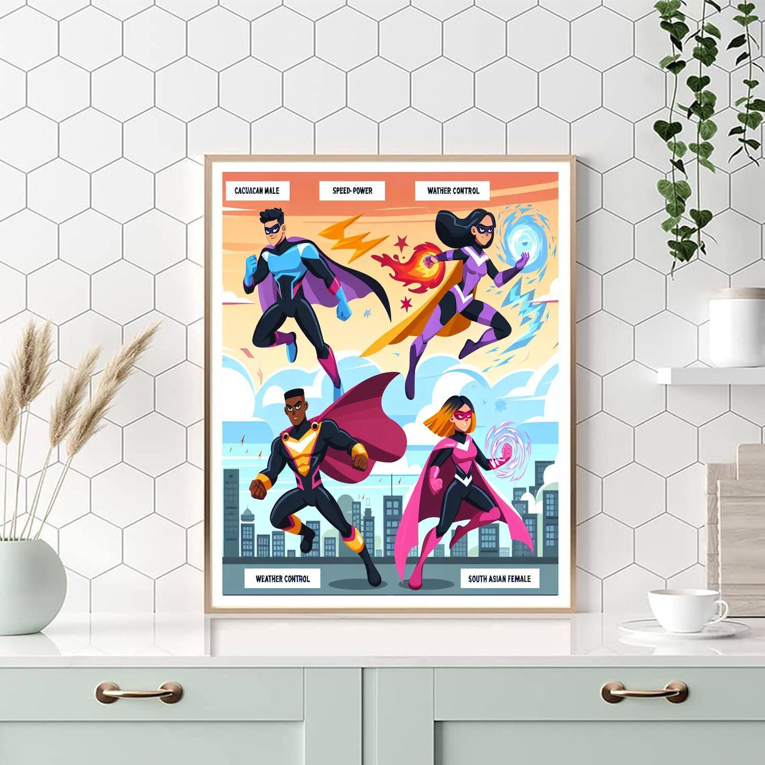 Superhero League Number Painting