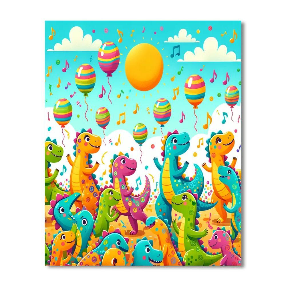 Joyful Dinosaur Dance Party Number Painting