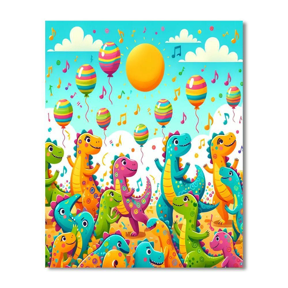 Joyful Dinosaur Dance Party Number Painting