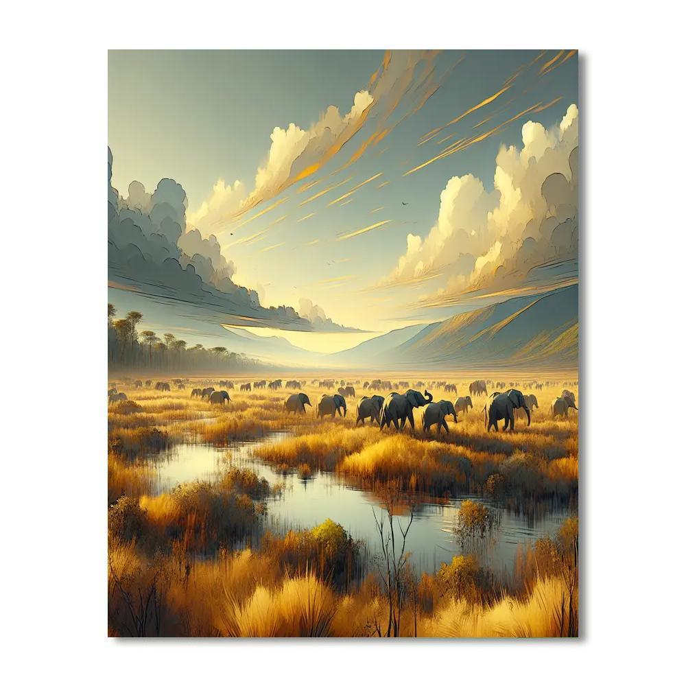 Elephant's Majestic Journey Paint By Numbers Kits