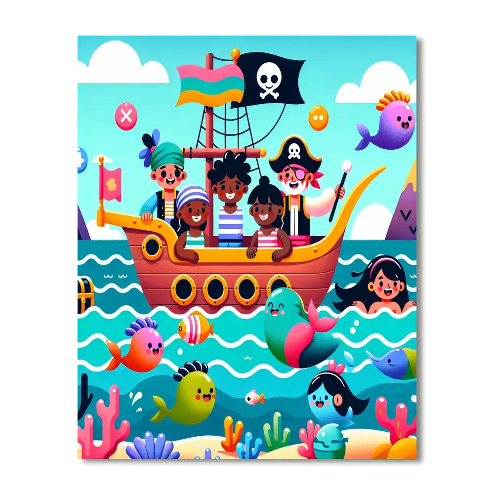 Pirates And Mermaids At Sea DIY Paint By Numbers