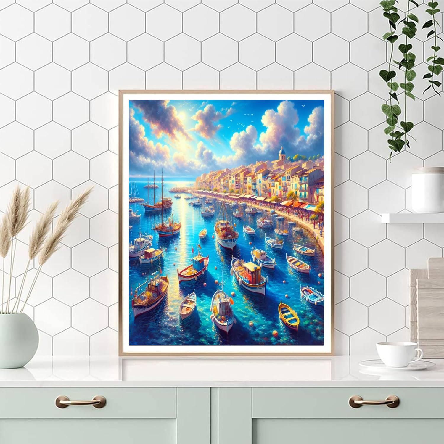 Mediterranean Harbor View Painting By Numbers Kit