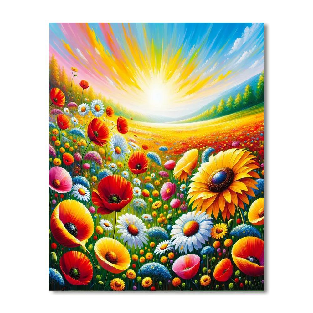 Colorful Wildflower Field Paint By Numbers Kits