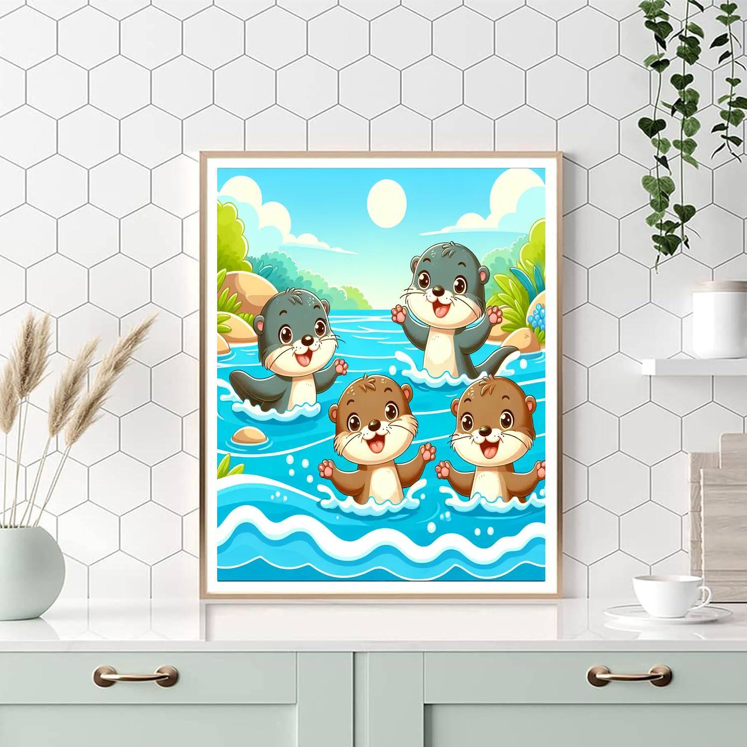 Adventurous Otters Painting Number Kit