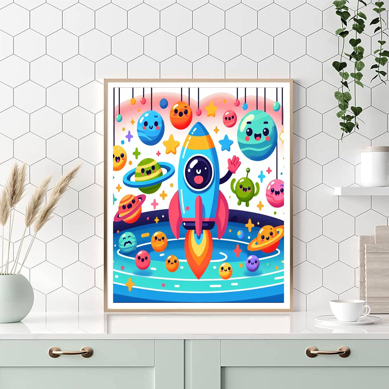 Curious Space Adventure Paint By Numbers Art