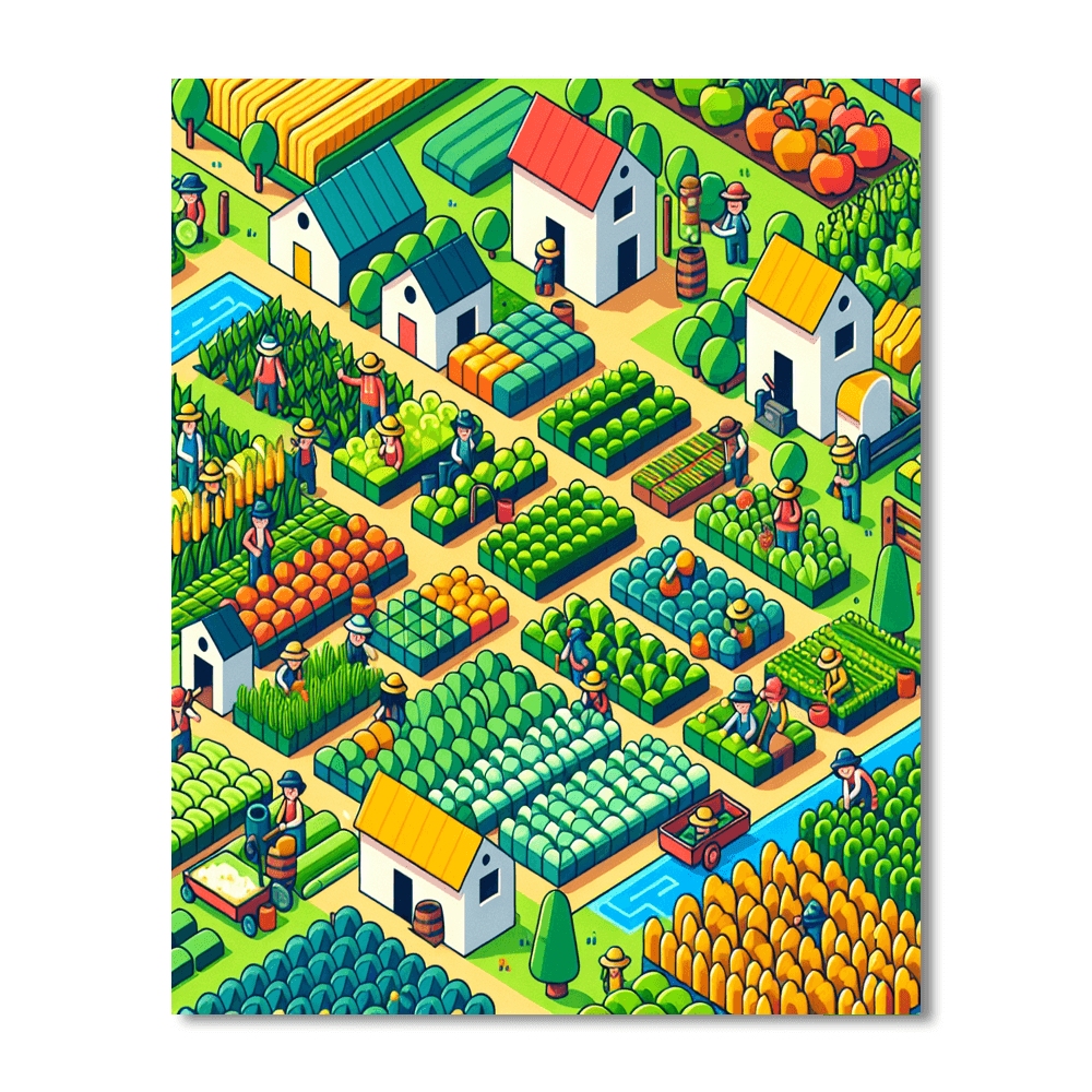 Vivid Veggie Village Number Painting