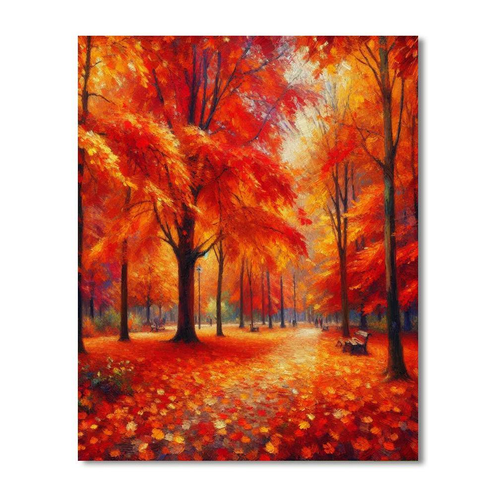 Vivid Autumn Park Scene Paint By Numbers Art