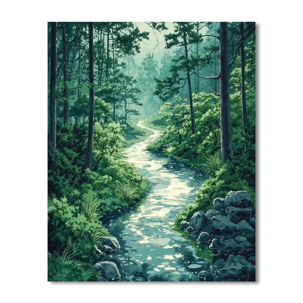 Utagawa Hiroshige Inspired Pathway To Serenity  Number Painting