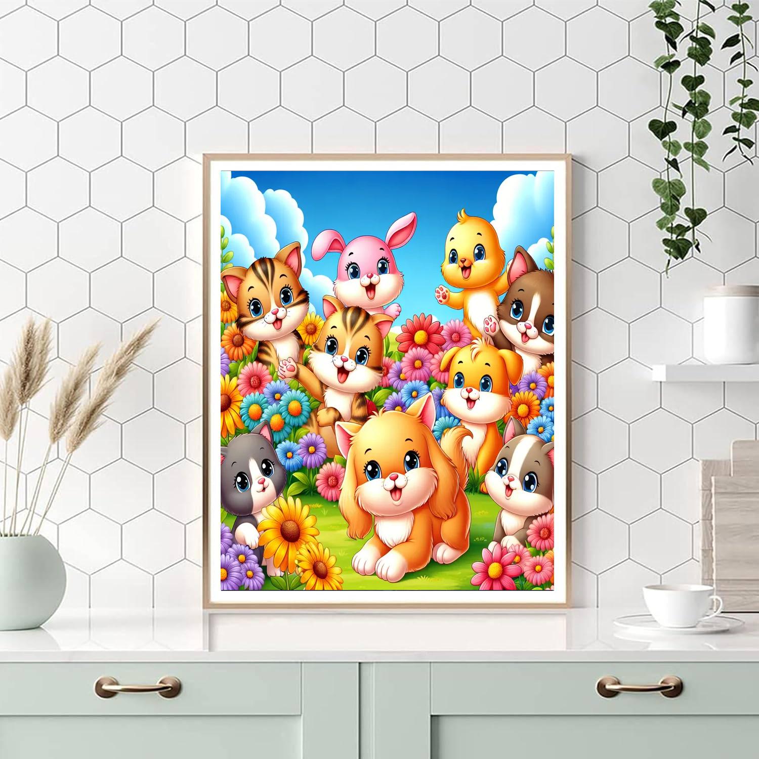 Cute Baby Animals In A Garden DIY Paint By Numbers