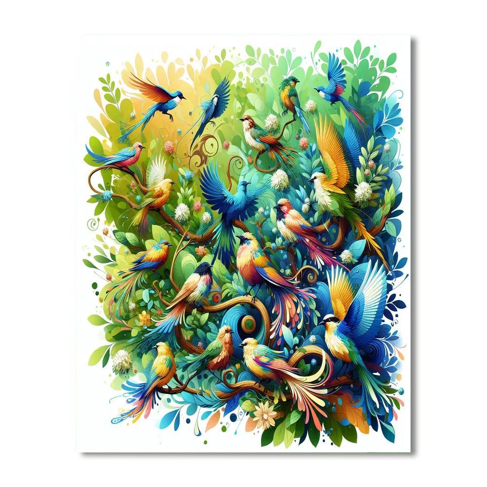 Colorful Feathered Friends DIY Paint By Numbers