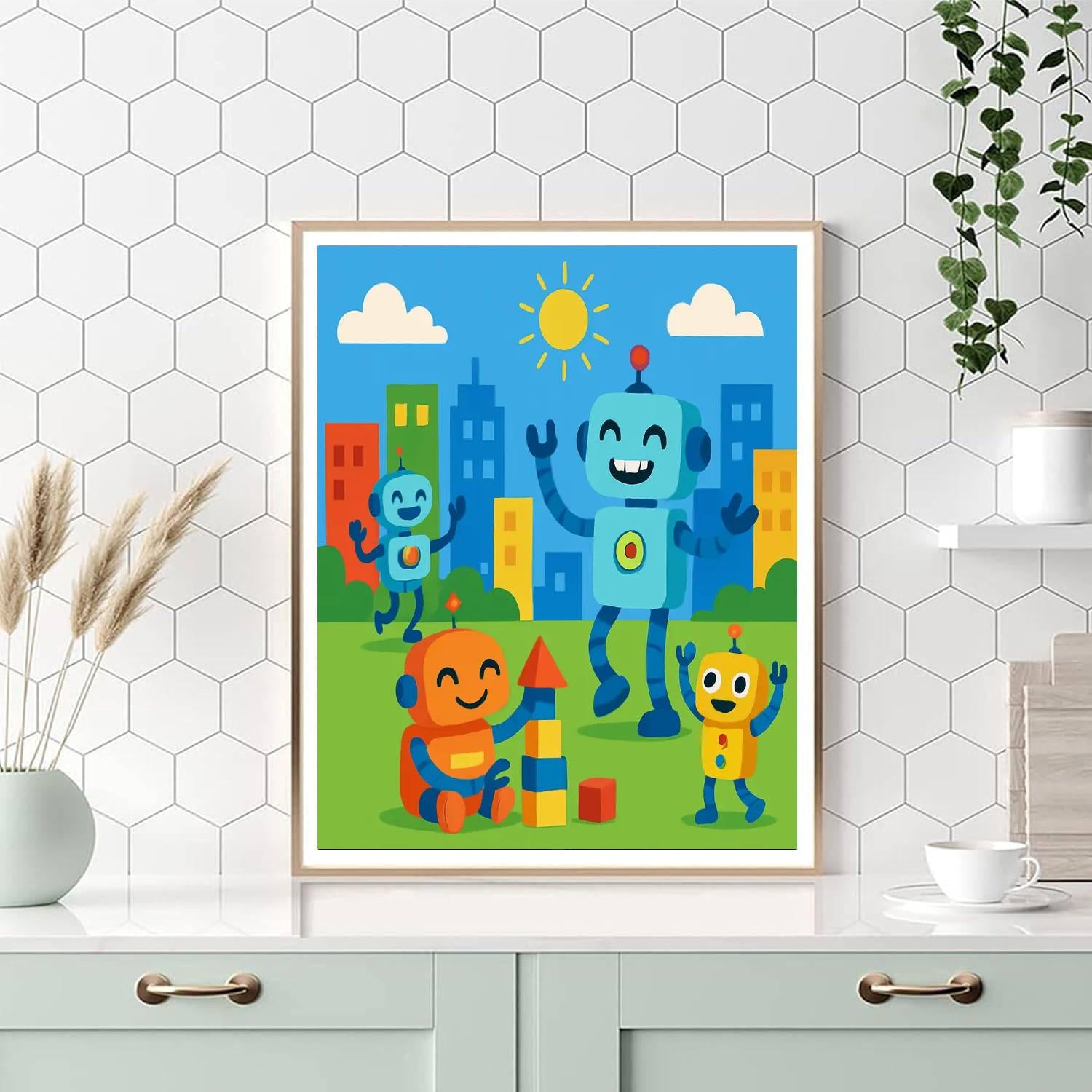 Colorful Robot Revolution DIY Paint By Numbers