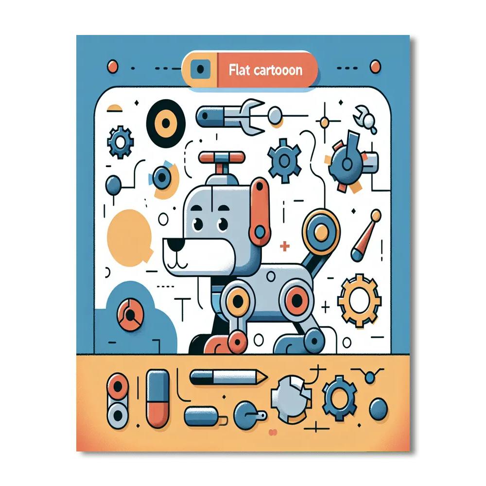 Creative Robot Dog Number Painting