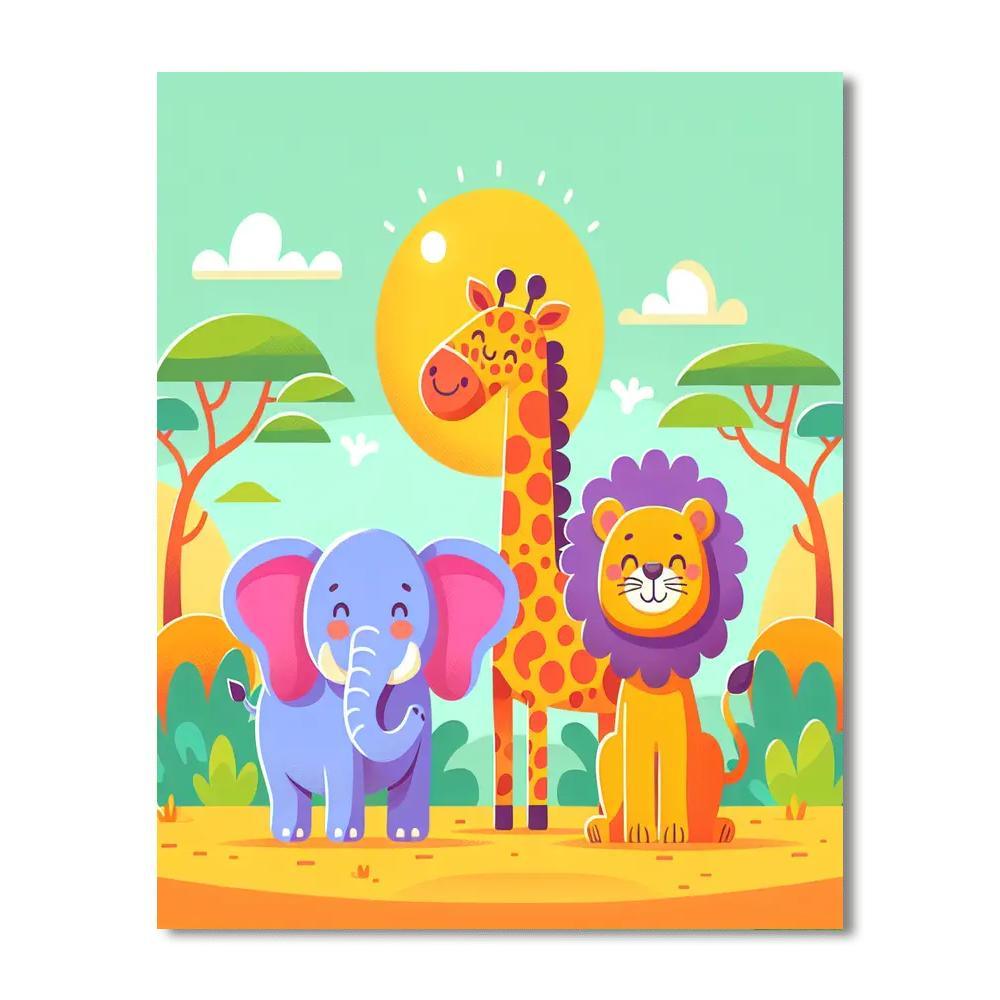 Exploring Safari Animals Paint By Numbers Art