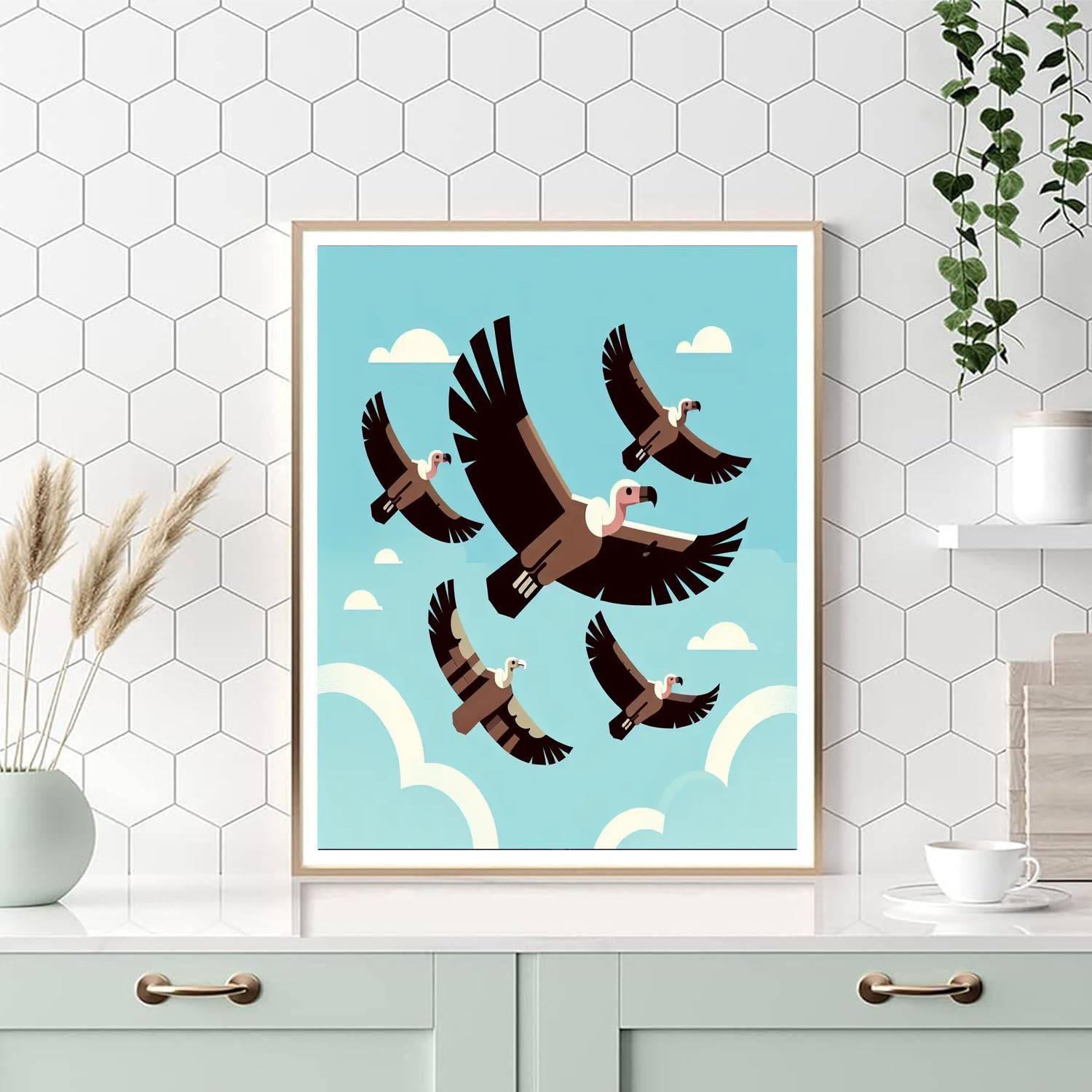 Vibrant Vulture Vantage Number Painting