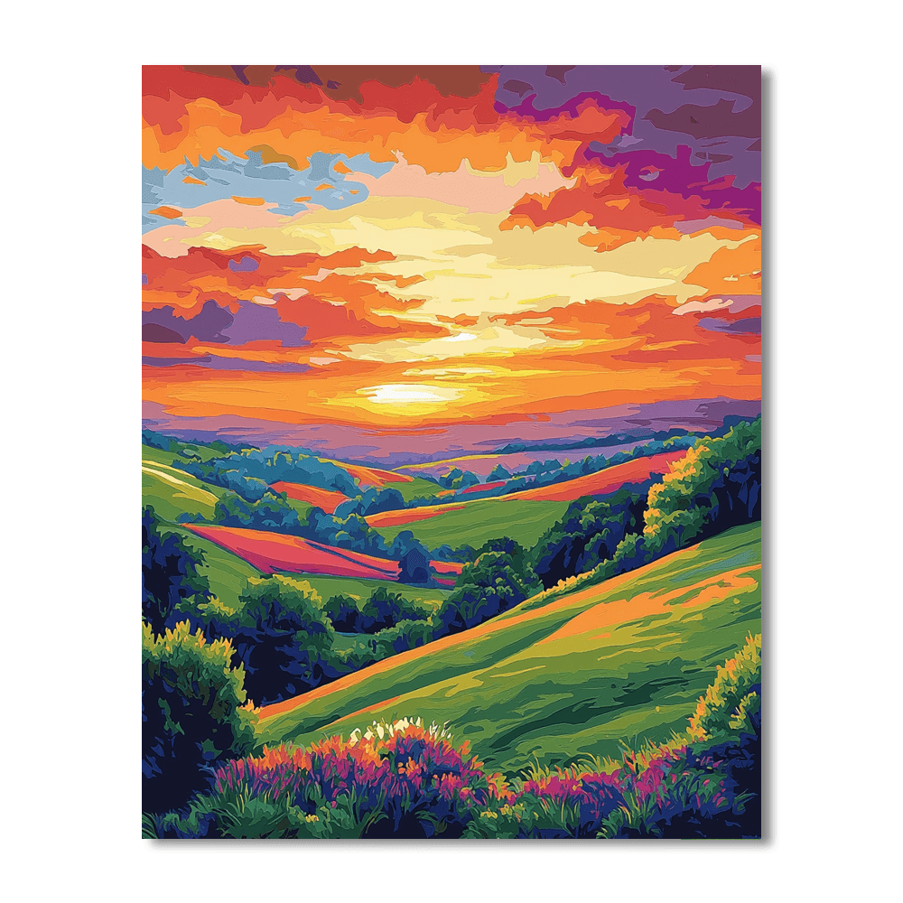 John Constable Inspired Sunset Over Hills  Paint By Numbers Kits