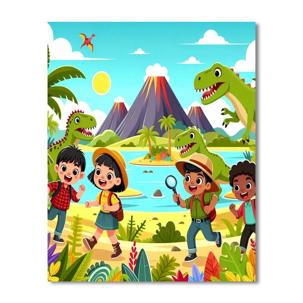 Treasure Hunt On Dinosaur Island Paint By Numbers