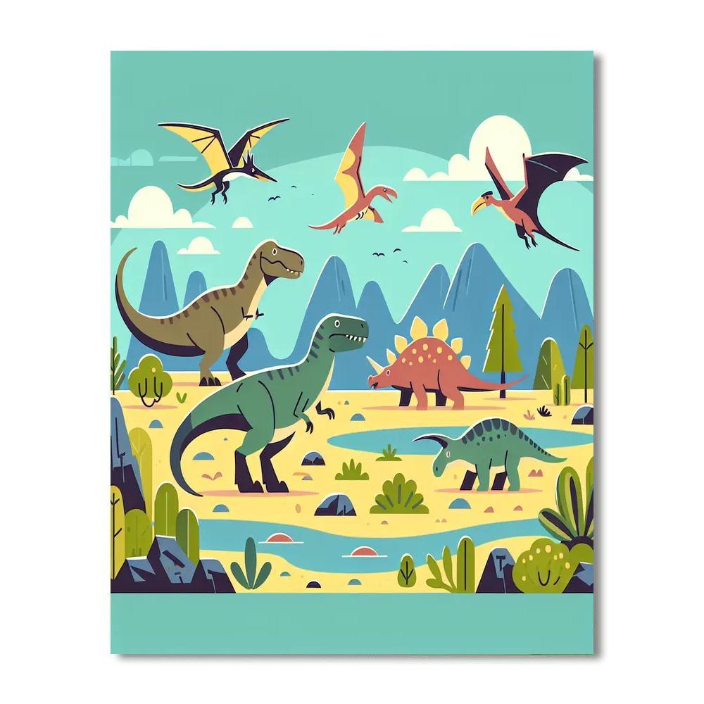 Dino Adventure Land DIY Paint By Numbers