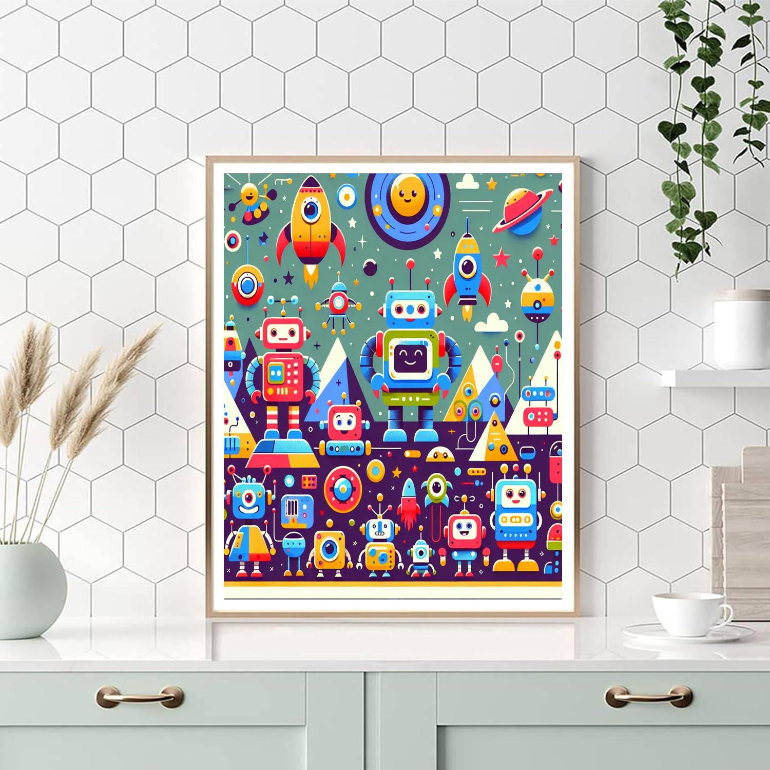 Funky Robot Explorers Paint By Numbers