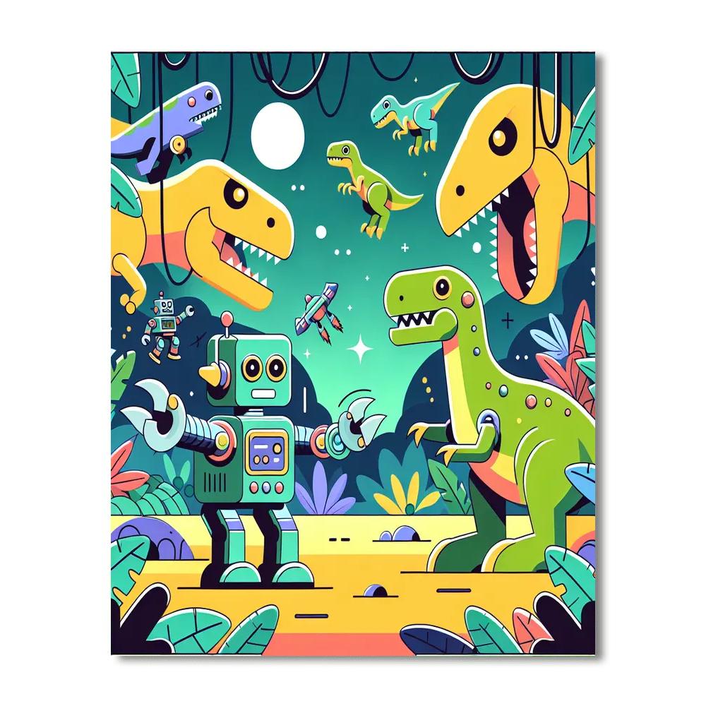 Robots Vs. Dinosaurs Painting Number Kit