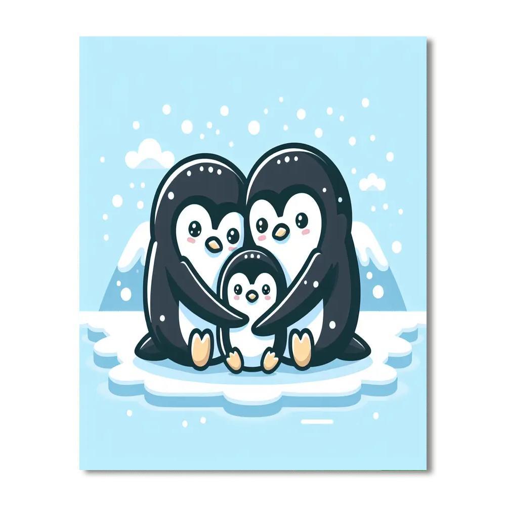 Happy Penguin Family Numbered Painting Kits