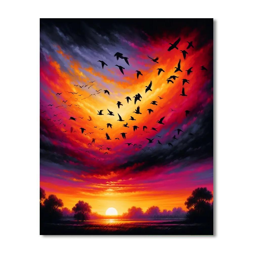 Serenade Of Sunset Birds Paint By Numbers