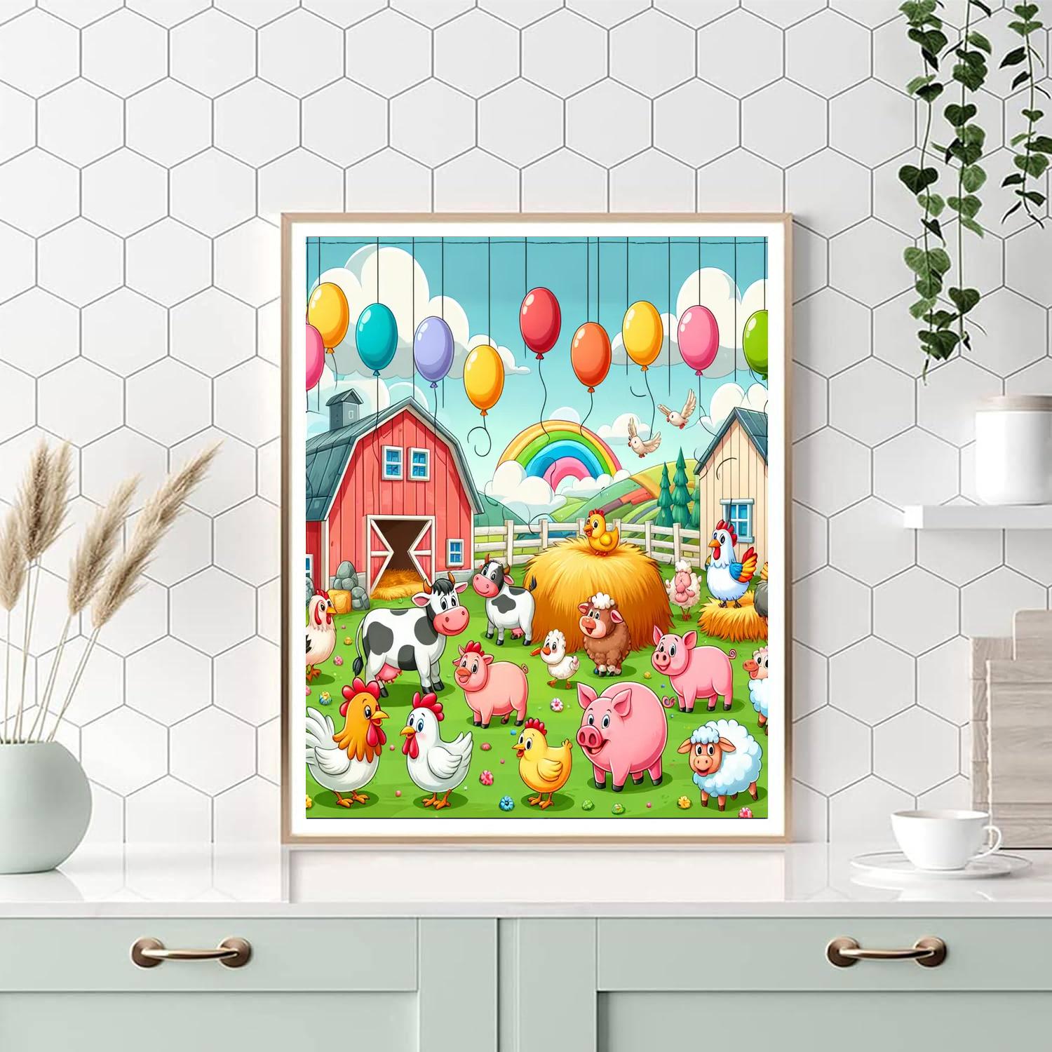 Cheery Farmyard Festival Painting Number Kit