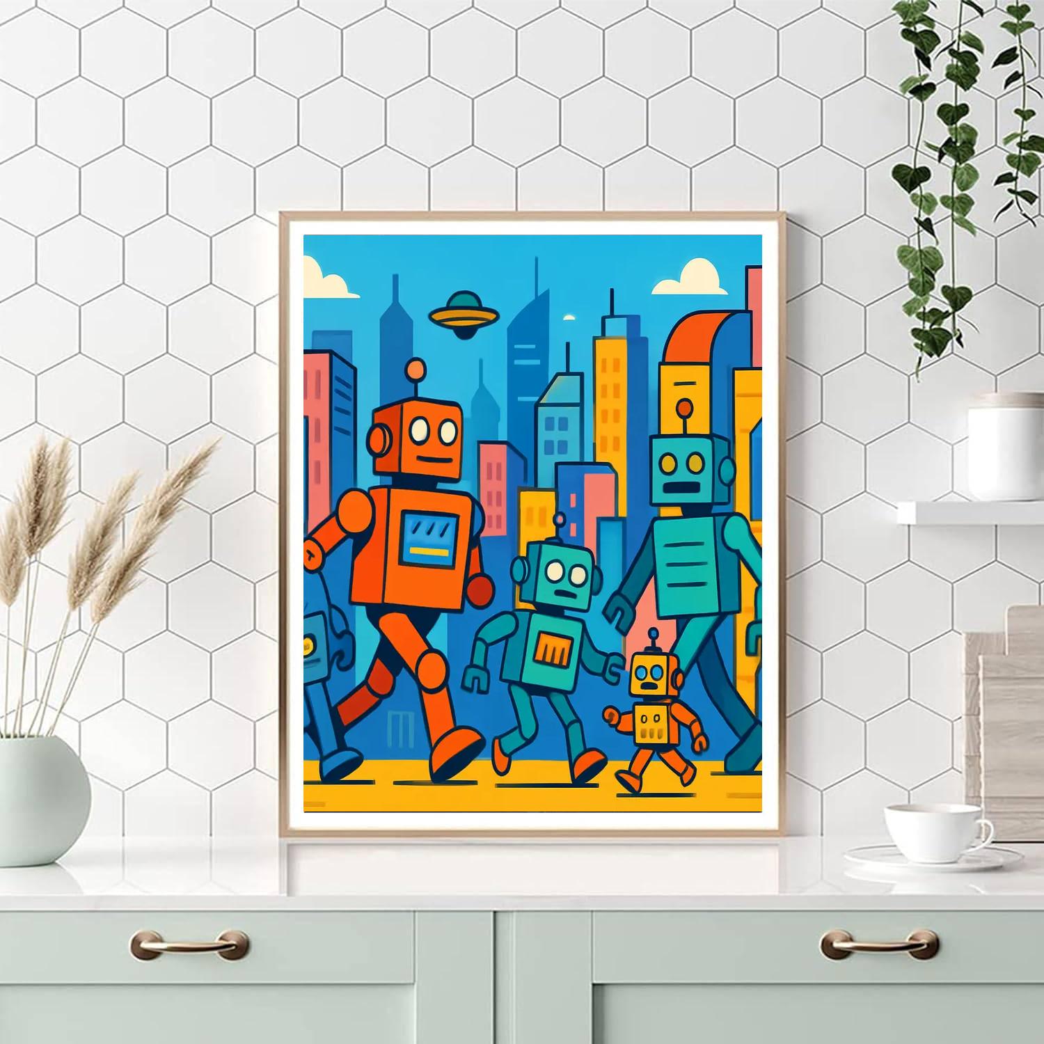 Robot City Metropolis DIY Paint By Numbers
