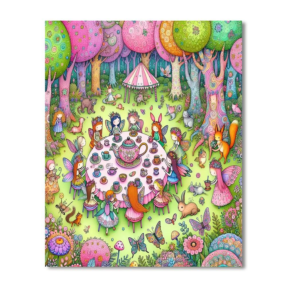 Whimsical Tea Party In The Woods Numbered Painting Kits