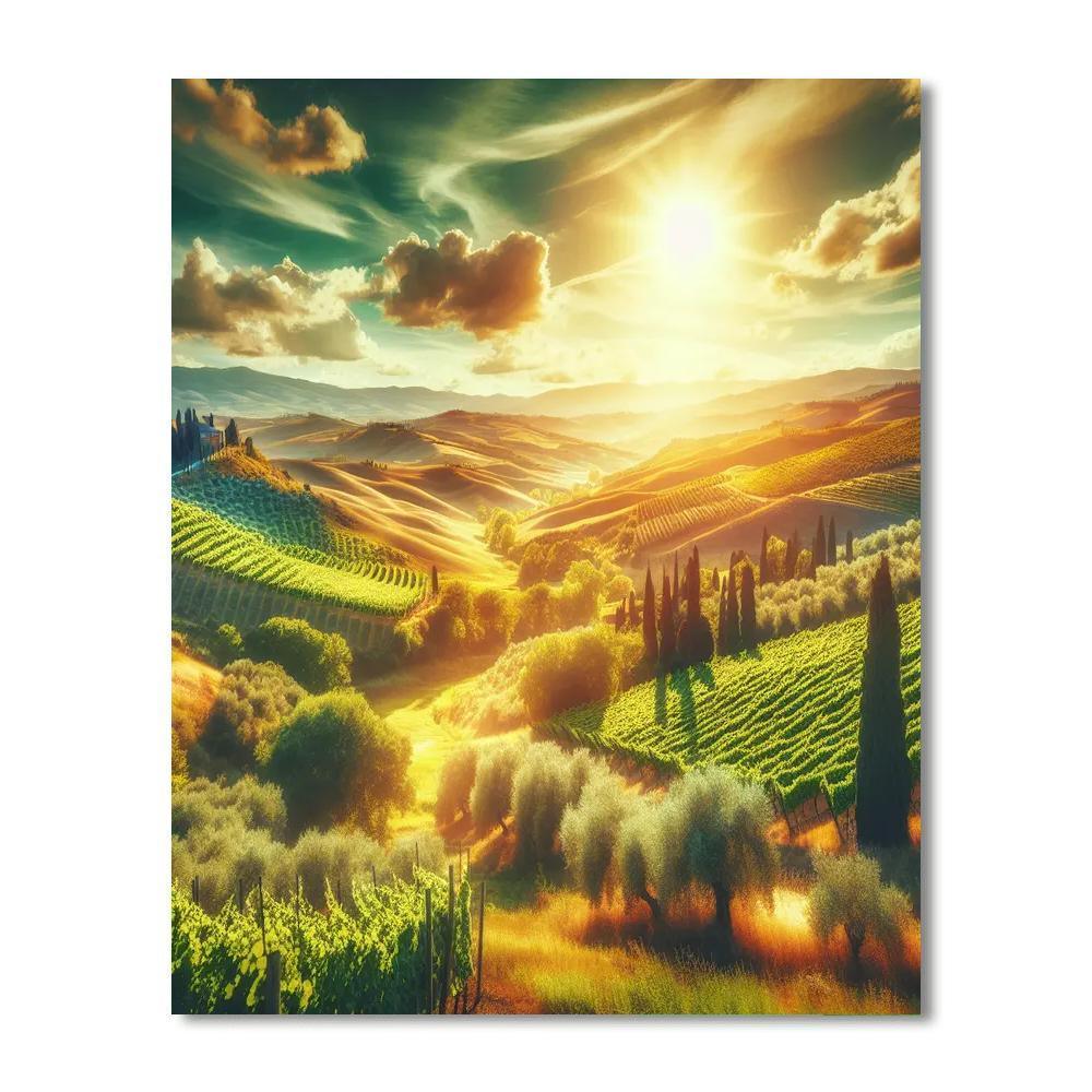 Sunlit Tuscan Hills Numbered Painting Kits