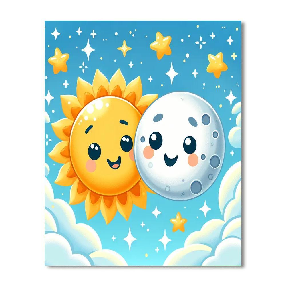 Cheerful Sun And Moon Painting By Numbers Kit
