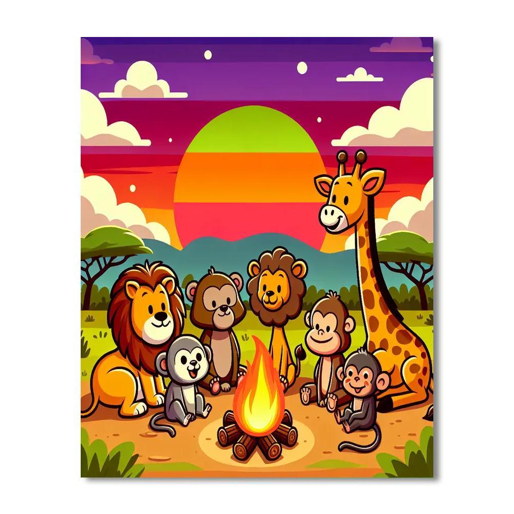 Safari Campfire Paint By Numbers Art