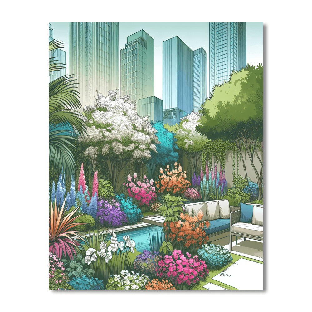 Charming Urban Garden Painting Number Kit