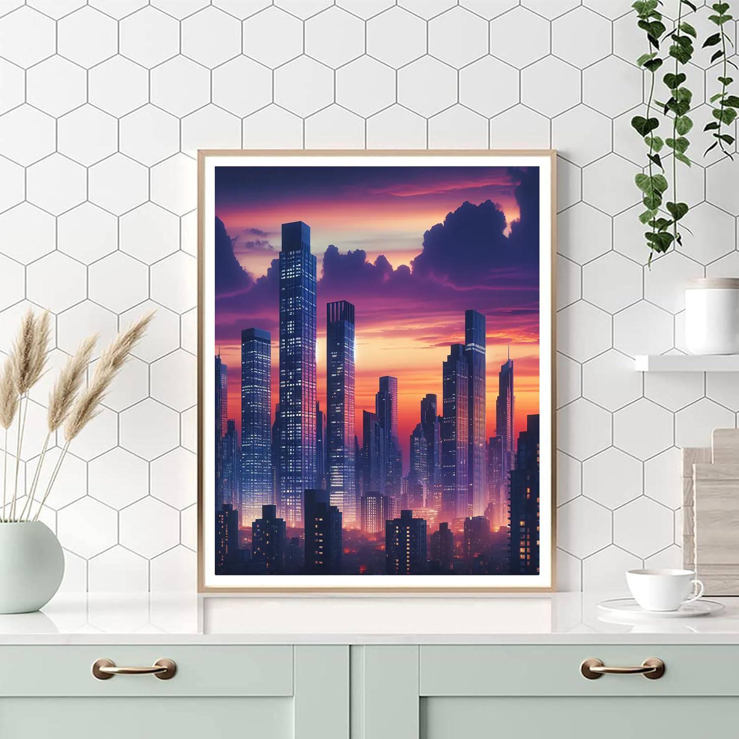 Urban Skyline Silhouette DIY Paint By Numbers