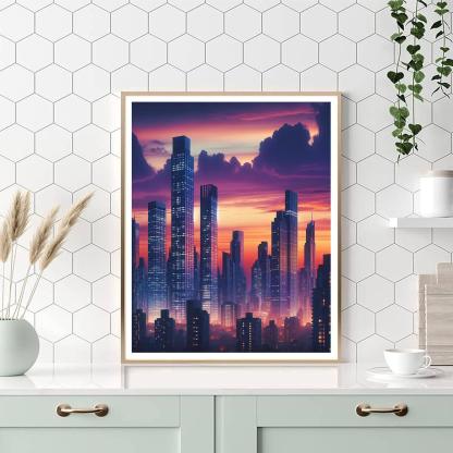 Urban Skyline Silhouette DIY Paint By Numbers