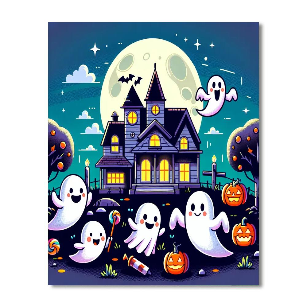 Friendly Ghostly Gathering Paint By Numbers Art