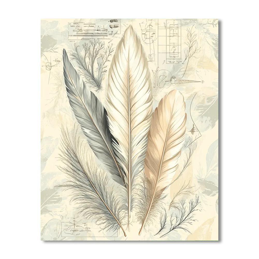 Leonardo Da Vinci Inspired Ethereal Feathers  Numbered Painting Kits