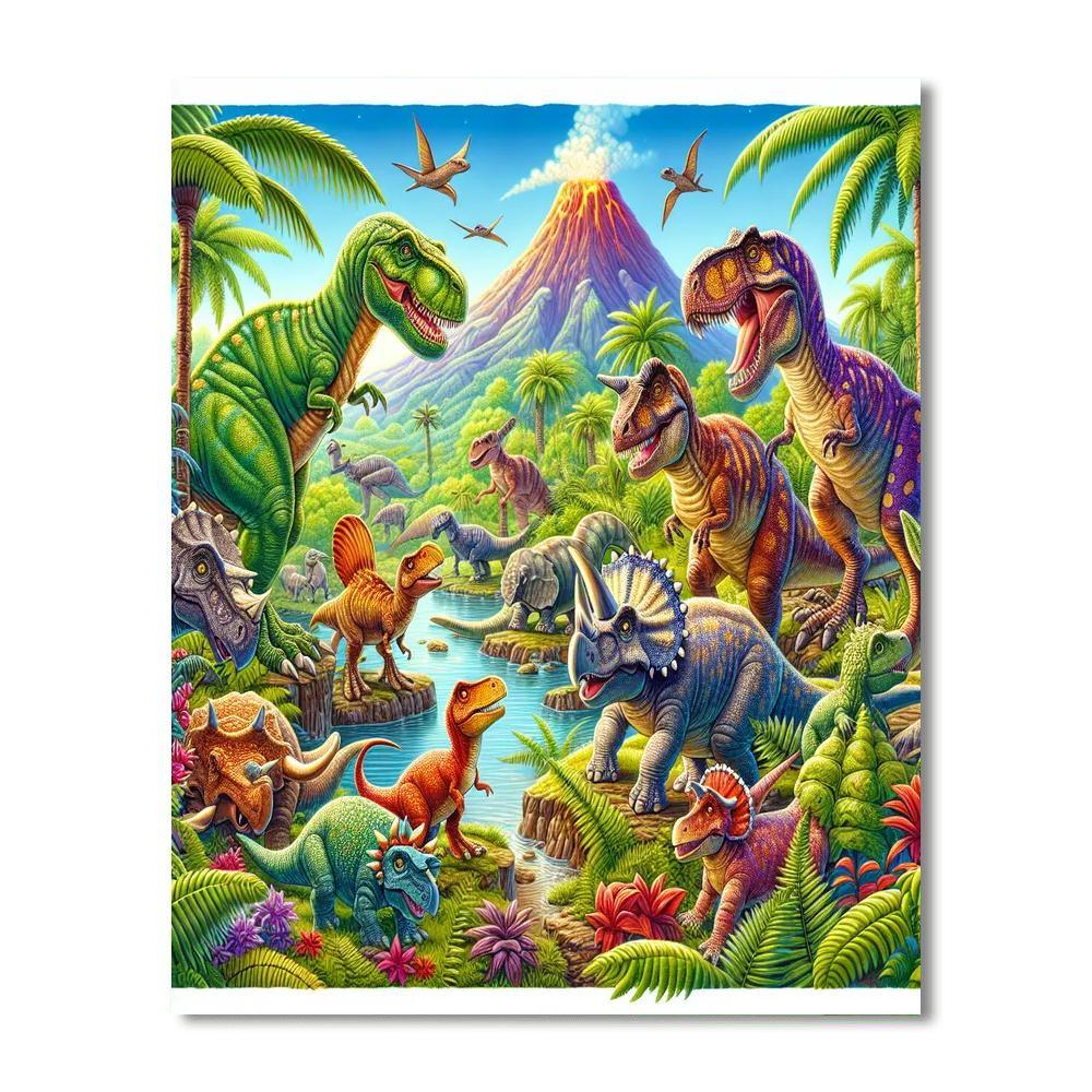 Daring Dinosaurs On The Loose Numbered Painting Kits