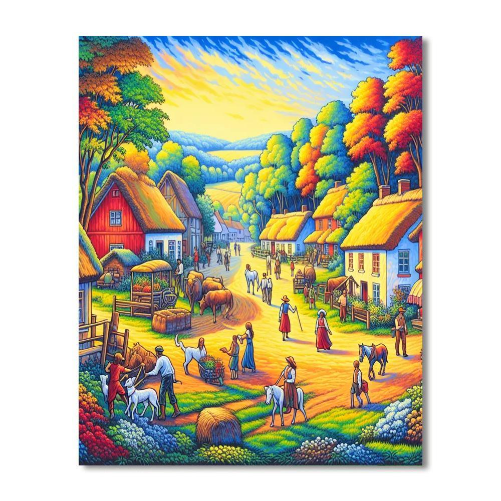 Festive Village Celebration Paint By Numbers Kits