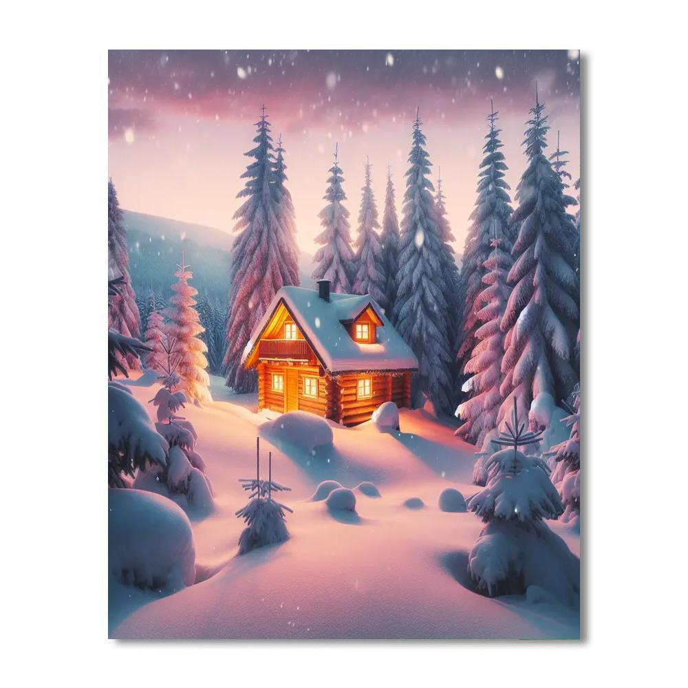 Winter Cabin Getaway Paint By Numbers Art