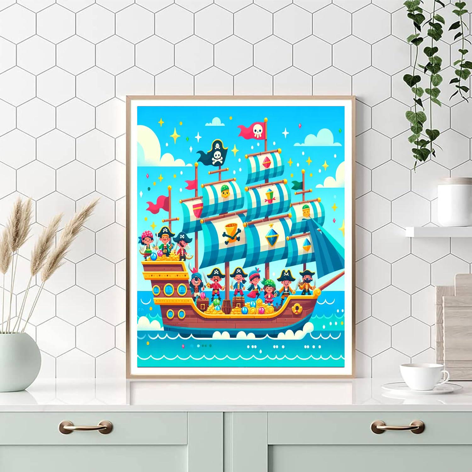 Happy Pirate Ship Numbered Painting Kits