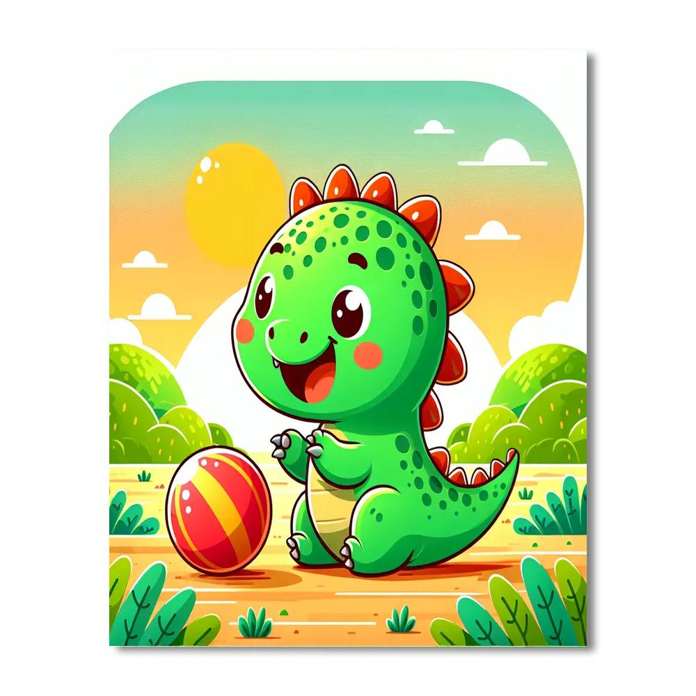 Friendly Dino Playtime Paint By Numbers Art