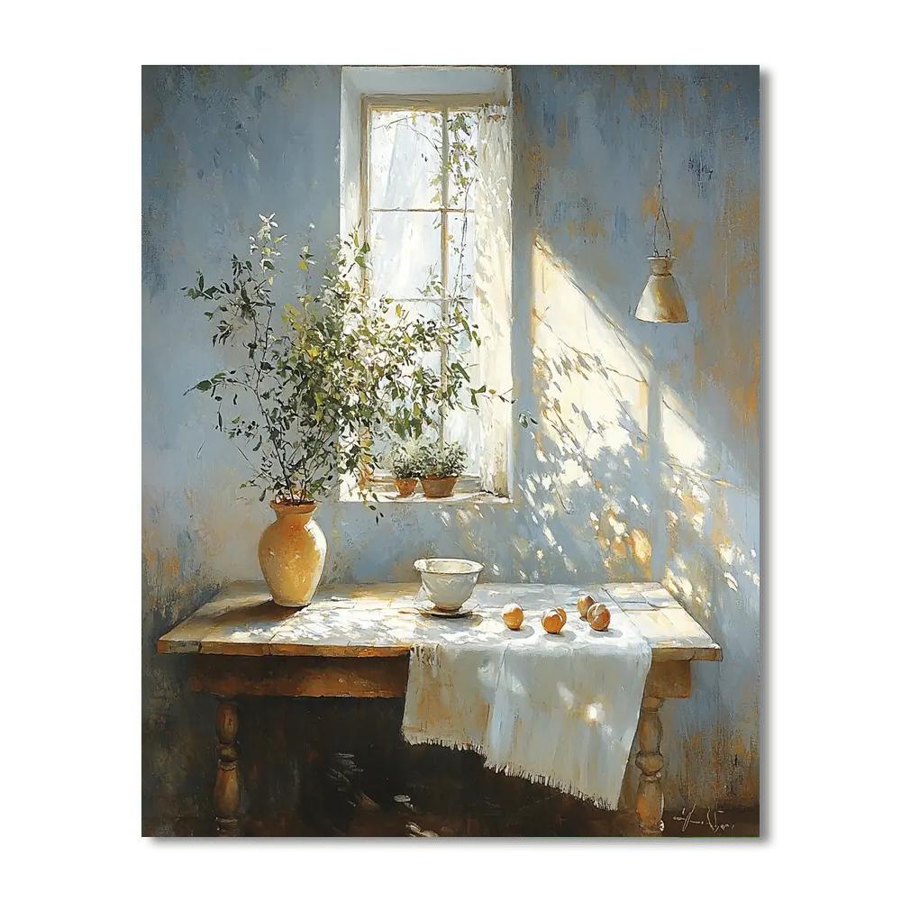 Johannes Vermeer Inspired Vermeer's Sunlit Serenity  Numbered Painting Kits