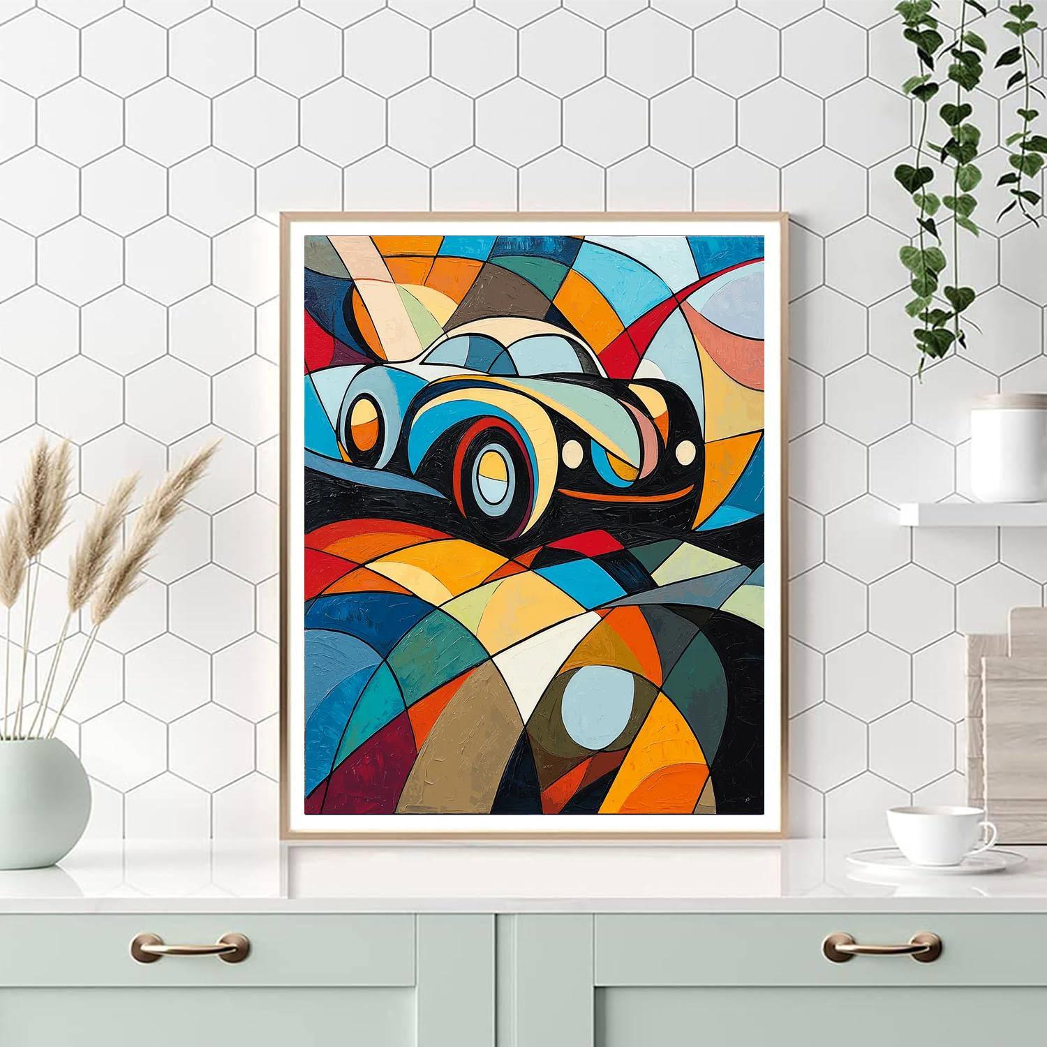 Picasso Inspired Retro Vehicle Adventure  Painting By Numbers Kit