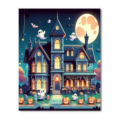Spooky Ghostly Manor Number Painting