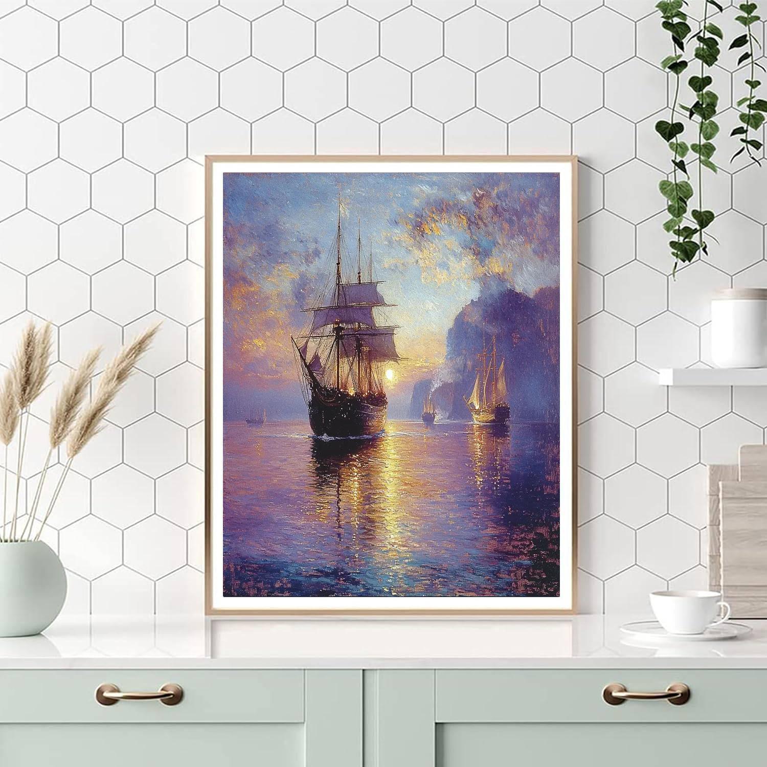 J.M.W. Turner Inspired Dreamy Twilight Seascape  DIY Paint By Numbers