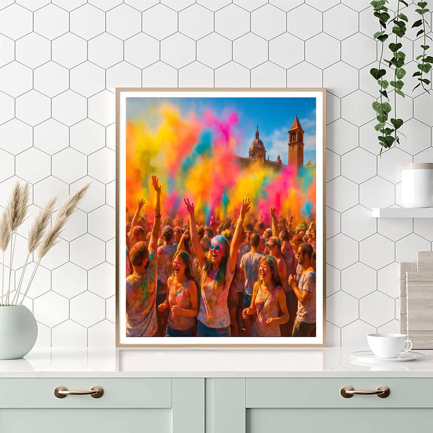 Festival Of Colors - Barcelona Paint By Numbers Art