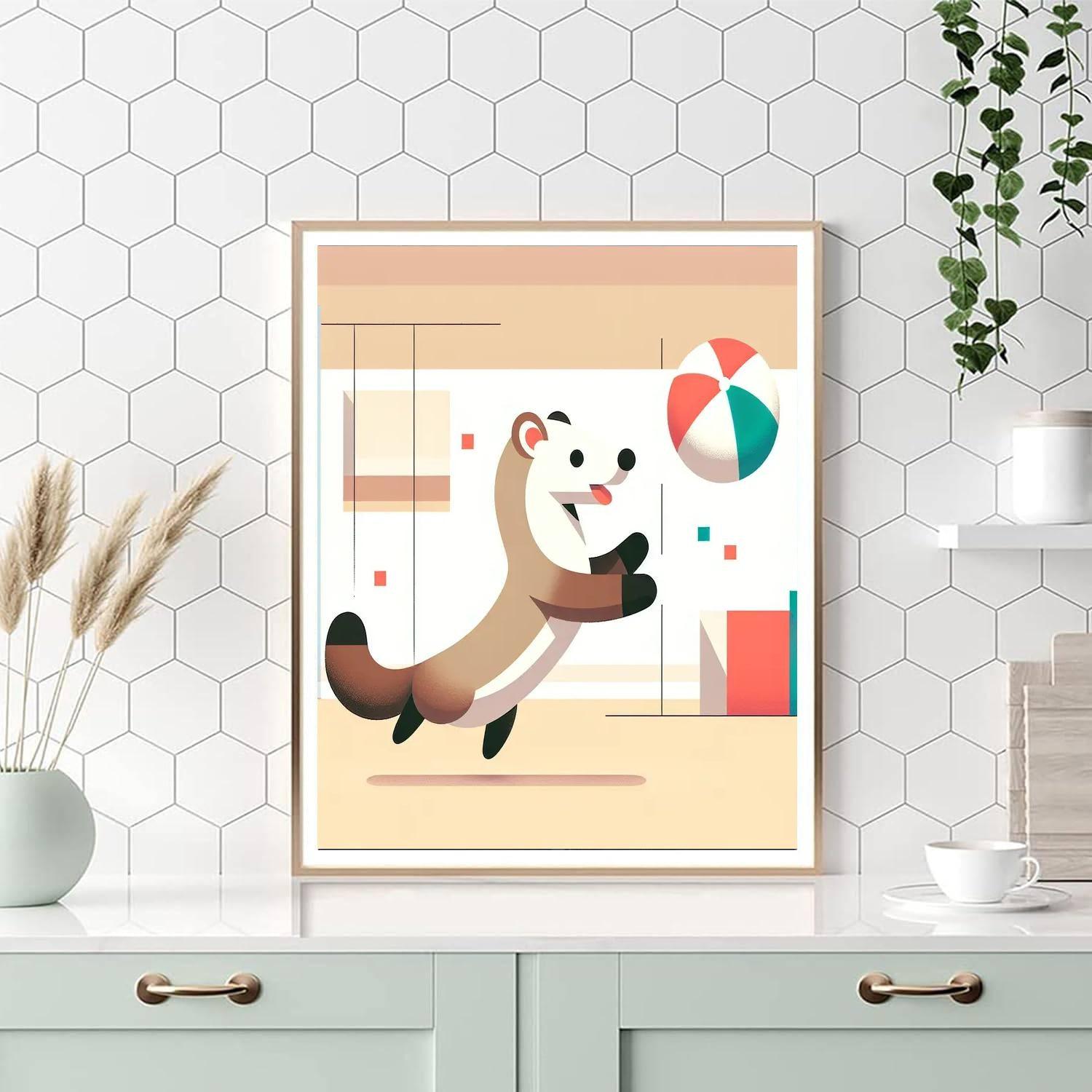 Feisty Ferret Frolic Number Painting