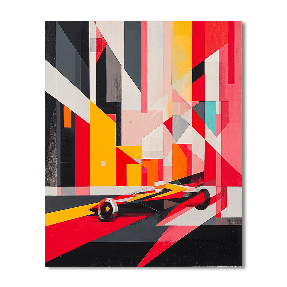 Fernand Léger Inspired Retro Futuristic Race  Number Painting