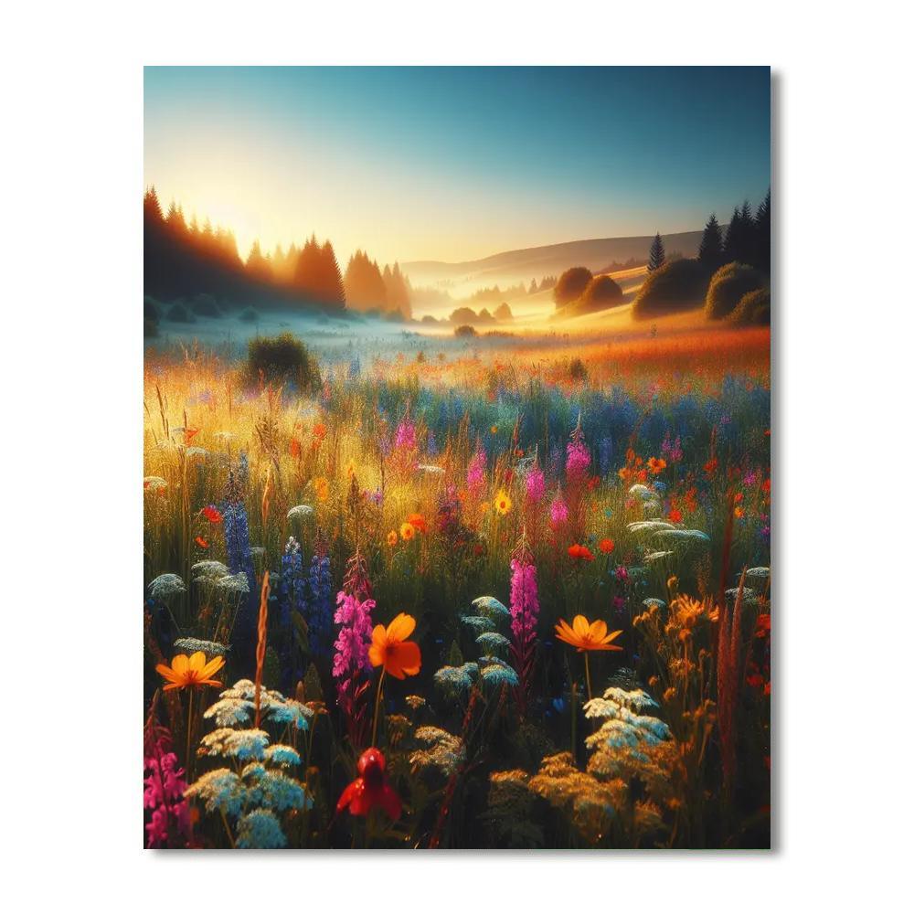 Radiant Meadow Sunrise Numbered Painting Kits
